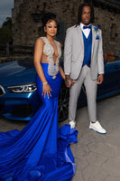 Load image into Gallery viewer, Notched Lapel Two Button Grey Men&#39;s Prom Suits