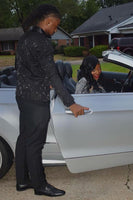 Load image into Gallery viewer, Black 2 Piece Jacquard Shawl Lapel Men&#39;s Formal Suits