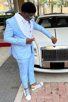 Load image into Gallery viewer, Light Blue 3 Piece Shawl Lapel Men&#39;s Formal Suits