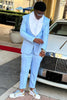 Load image into Gallery viewer, Light Blue 3 Piece Shawl Lapel Men&#39;s Formal Suits