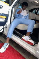 Load image into Gallery viewer, Light Blue 3 Piece Shawl Lapel Men&#39;s Formal Suits