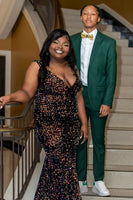 Load image into Gallery viewer, Dark Green 2 Piece Jacquard Notched Lapel Men&#39;s Formal Suits