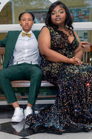 Load image into Gallery viewer, Dark Green 2 Piece Jacquard Notched Lapel Men&#39;s Formal Suits