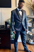 Load image into Gallery viewer, Sparkly Black 3 Piece Shawl Lapel Men&#39;s Formal Suits