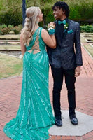 Load image into Gallery viewer, Black One Button Shawl Lapel Jacquard Men&#39;s Formal Jacket