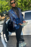 Load image into Gallery viewer, Royal Blue Jacquard One Button Shawl Lapel Men&#39;s Prom Jacket