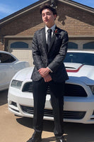 Load image into Gallery viewer, Black Shawl Lapel Jacqaurd One Button Formal Party Jacket For Men