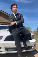 Load image into Gallery viewer, Black Shawl Lapel Jacqaurd One Button Formal Party Jacket For Men