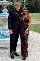 Load image into Gallery viewer, Black 2 Piece Peak Lapel One Button Men Formal Party Tuxedo