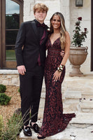 Load image into Gallery viewer, Black 2 Piece Peak Lapel One Button Men Formal Party Tuxedo