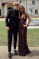 Load image into Gallery viewer, Black 2 Piece Peak Lapel One Button Men Formal Party Tuxedo