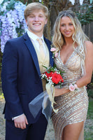 Load image into Gallery viewer, Dark Blue 2 Piece Notched Lapel Slim Fit Formal Party Suits For Men