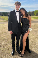 Load image into Gallery viewer, Black Notched Lapel Slim Fit 2 Piece Formal Party Tuxedo For Men