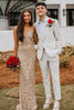 Load image into Gallery viewer, Ivory Peak Lapel 2 Piece Pinstriped Slim Fit Men Wedding Formal Tuxedo