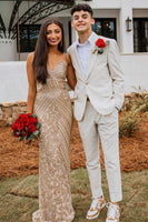 Load image into Gallery viewer, Ivory Peak Lapel 2 Piece Pinstriped Slim Fit Men Wedding Formal Tuxedo