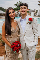 Load image into Gallery viewer, Ivory Peak Lapel 2 Piece Pinstriped Slim Fit Men Wedding Formal Tuxedo