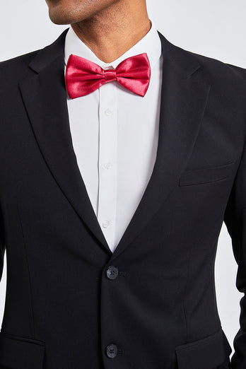 Black Notched Lapel Fitted Men's Formal Party Suits