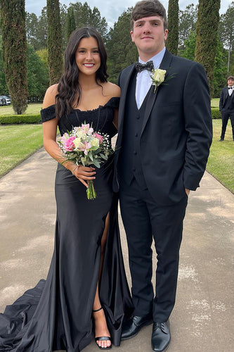 Black 3 Piece Single Breasted Prom Suits