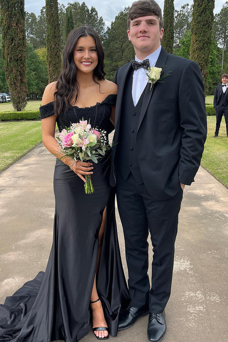 Load image into Gallery viewer, Black 3 Piece Single Breasted Prom Suits