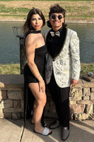 Load image into Gallery viewer, Shawl Lapel One Button White Printed Men&#39;s Prom Blazer