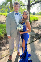 Load image into Gallery viewer, Notched Lapel One Button Grey Men&#39;s Prom Suits