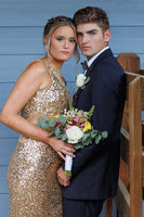 Load image into Gallery viewer, Silm Fit Notched Lapel One Button Black Men&#39;s Prom Suits