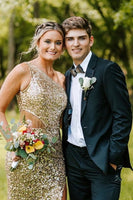 Load image into Gallery viewer, Silm Fit Notched Lapel One Button Black Men&#39;s Prom Suits