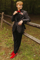 Load image into Gallery viewer, Peak Lapel One Button Black Men&#39;s Party Blazer