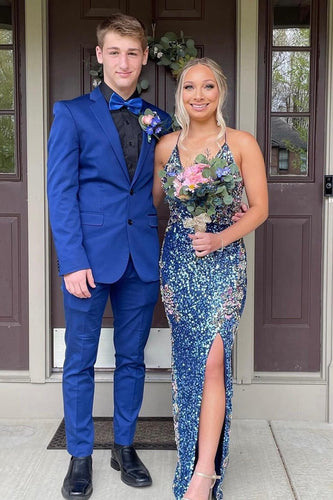 Royal Blue Notched Lapel 2 Piece Prom Homecoming Men Suits