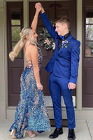 Load image into Gallery viewer, Royal Blue Notched Lapel 2 Piece Prom Homecoming Men Suits