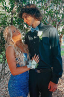 Load image into Gallery viewer, Dark Green Long Sleeves Lapel Men&#39;s Homecoming Shirt