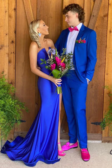 Blue Notched Lapel 2 Piece Men's Prom Homecoming Tuxedo