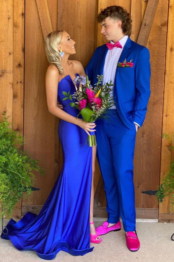 Blue Notched Lapel 2 Piece Men's Prom Homecoming Tuxedo