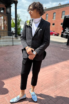 Black Jacquard Shawl Lapel Men's Prom Homecoming Jacket