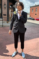 Load image into Gallery viewer, Black Jacquard Shawl Lapel Men&#39;s Prom Homecoming Jacket