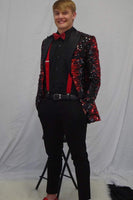 Load image into Gallery viewer, Glitter Burgundy Sequins Peak Lapel Men&#39;s Prom Homecoming Jacket