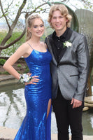 Load image into Gallery viewer, Grey Jacquard Shawl Lapel Men&#39;s Prom Homecoming Jacket