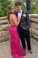 Load image into Gallery viewer, Black Shawl Lapel Jacquard Men&#39;s Prom Jacket