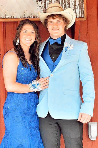 Light Blue Notched Lapel Men's Prom Jacket