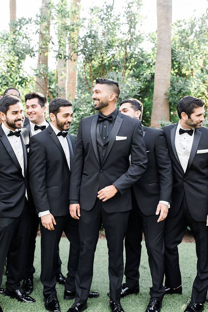 Load image into Gallery viewer, Black 2 Piece Notched Lapel Groom Suits