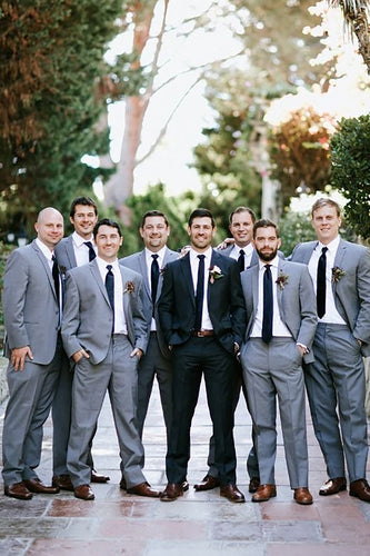 Grey 2 Piece Notched Lapel Groom Wedding Suits