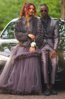 Load image into Gallery viewer, Grey 3 Piece Black Shawl Lapel Slim Fit Men&#39;s Party Formal Suits