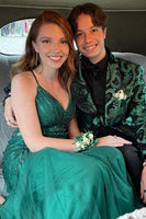 Load image into Gallery viewer, Green 2 Piece Jacquard Shawl Lapel Men&#39;s Party Party Suits