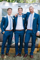 Load image into Gallery viewer, Navy 2 Piece Notched Lapel Groom Suits