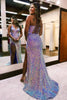 Load image into Gallery viewer, Sparkly Halter Light Purple Formal Dress with Fringes