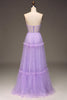Load image into Gallery viewer, Tulle Strapless Purple Corset Formal Dress