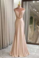 Load image into Gallery viewer, Champagne Mermaid Backless Long Formal Dress