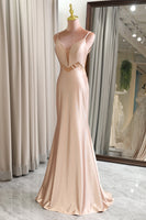 Load image into Gallery viewer, Champagne Mermaid Backless Long Formal Dress