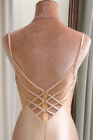 Load image into Gallery viewer, Champagne Mermaid Backless Long Formal Dress