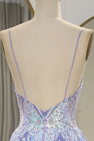 Load image into Gallery viewer, A Line Lilac Backless Long Formal Dress With Appliques